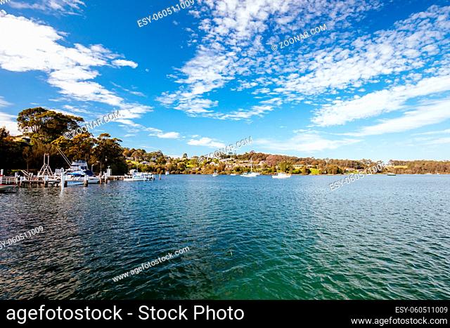 The idyllic setting across Wagonga Inlet in Narooma, NSW, Australia