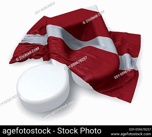 musiknote und flagge von lettland - 3d illustration