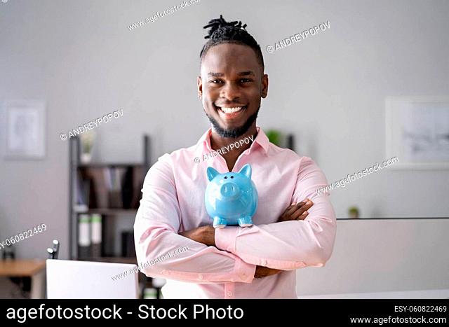 Saving Money And Financial Audit. Accountant With Piggybank
