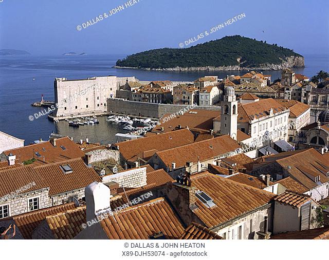Croatia, Dubrovnik, Old Town, City Wall, St  John’s Fort, Porporela, Lokrum island, Adriatic sea