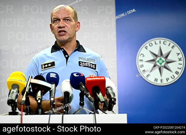 Czech Police President Martin Vondrasek gives the press briefing to announce results of police headquarters' investigation into police intervention at ANO MP...