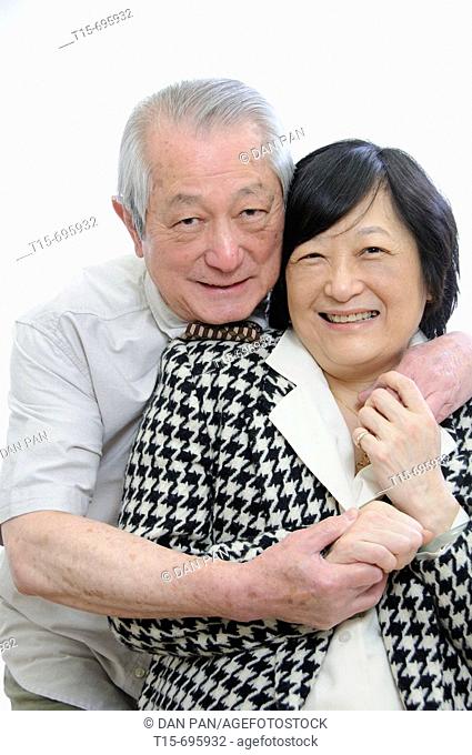 Portrait of senior asian couple having fun together