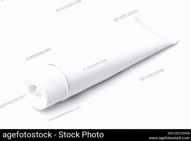 Blank metal cosmetic tube isolated on white