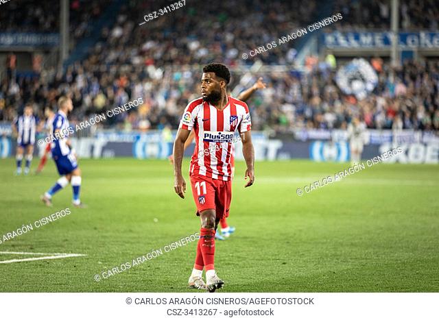 VITORIA, SPAIN - OCTOBRER 29, 2019: Thomas Lemar, Athletico de Madrid player, in action during a Spanish League match between Alaves and Athletico de Madrid at...