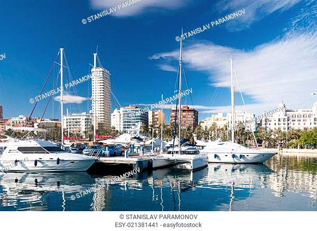 Harbour of Alicante town, Valencia province, Spain