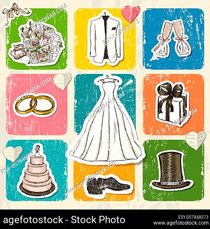 Vintage wedding poster. Vector illustration EPS10