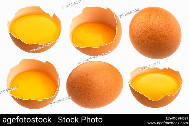 Chicken eggs isolated on white background with clipping path, collection