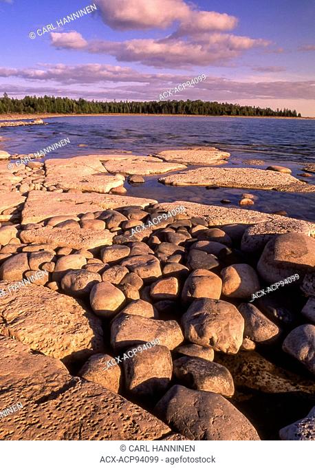Rocky shoreline, Mississaugi Strait, Manitoulin Island, Ontario, Canada