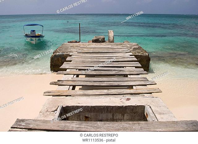 Pier in San Andres Island, Archipelago of San Andres and Providencia, Colombia, South America