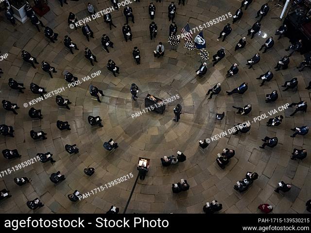Senate Majority Leader Charles Schumer, D-NY, delivers remarks during the memorial service for Capitol Hill Police Officer Brian Sicknick as he lies in honor in...