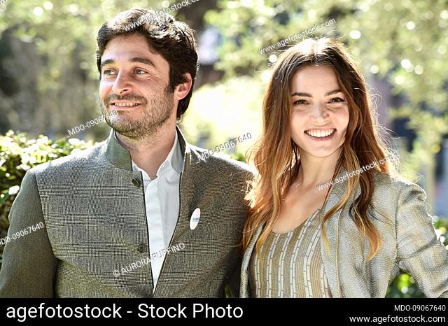 The Italian actor Lino Guanciale and the Italian actress Aurora Ruffino attends the photocall of the TV series Rai Noi. Rome (Italy), March 02nd, 2022