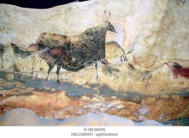 A paleolithic cave painting from La Scaux of Aurochs, an extinct breed of cattle