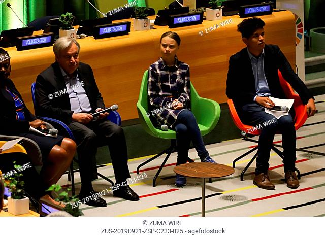 September 21, 2019, New York, New York, United States of America: Swedish activist Greta Thunberg during the Climate Summit at UN headquarters in New York on...