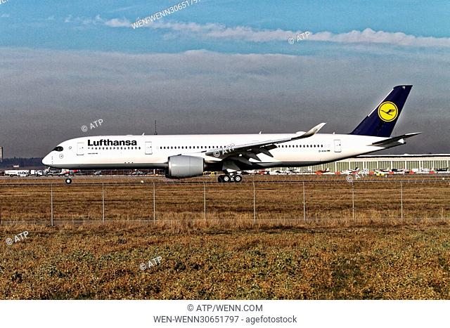 AIRBUS A350-900 - Lufthansa at Stuttgart Airport Featuring: AIRBUS A350-900 - Lufthansa Where: Stuttgart, Baden Wuerttemberg