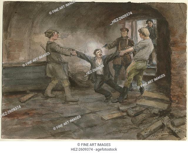 Man being held and executed (from the series of watercolors Russian revolution), 1919. Artist: Vladimirov, Ivan Alexeyevich (1869-1947)