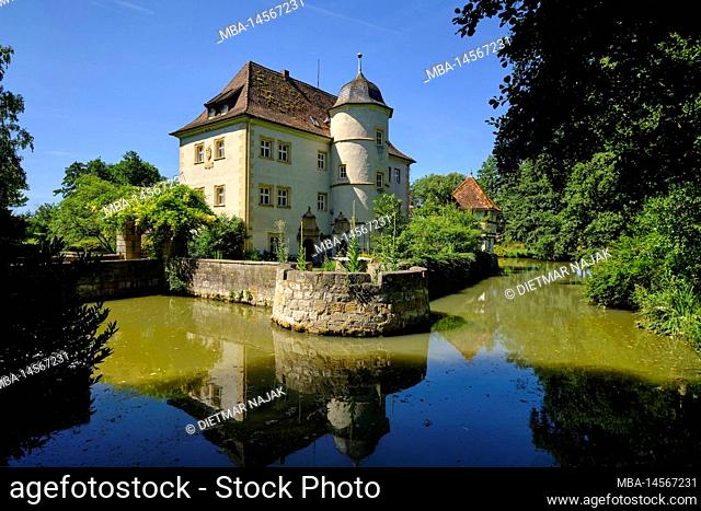 Moated castle in Kleinbardorf, Sulzfeld municipality, Rhön-Grabfeld district, Lower Franconia, Franconia, Bavaria, Germany