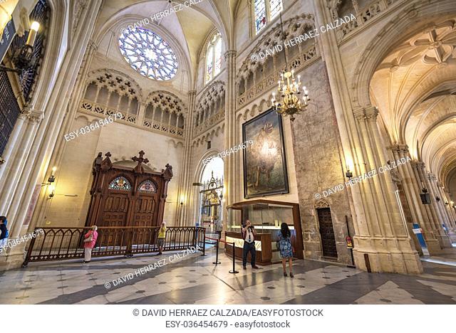 Interior of Famous Landmark Burgos gothic cathedral in Burgos, Spain