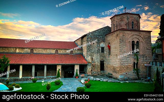 Exterior view to Saint Sophia ortodox church in Ohrid, North Macedonia