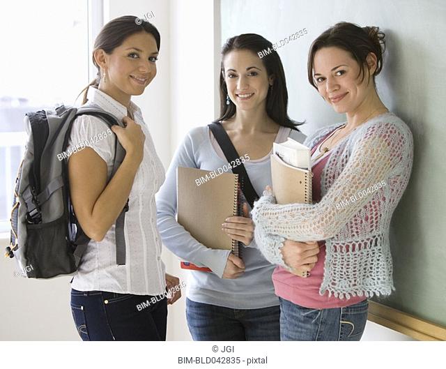 Female college students in classroom