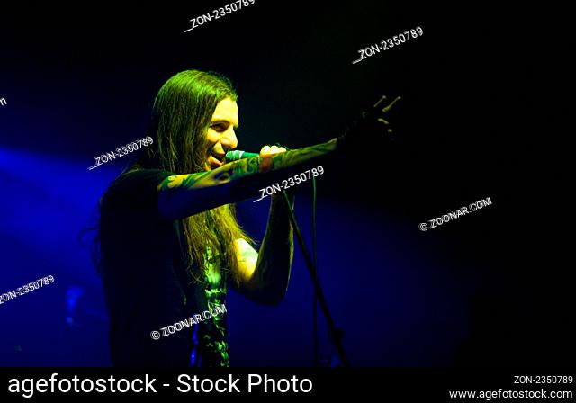 ST PETERSBURG, RUSSIA - APRIL 07 2009: Death metal artist on stage, band called