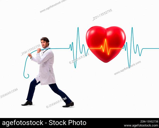 The cardiologist in telemedicine concept with heart beat