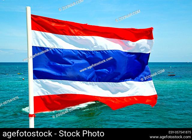 asia kho phangan bay isle waving flag  in thailand and south china sea