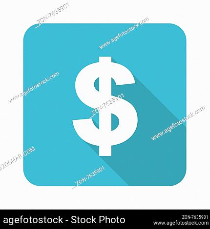 Vector square icon with dollar symbol, isolated on white