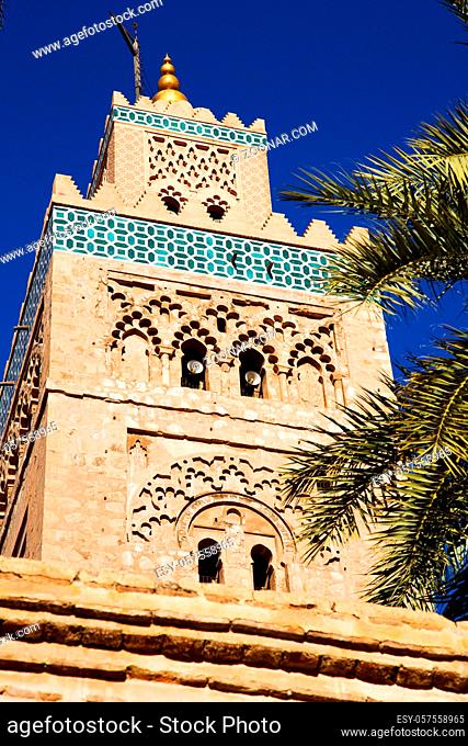 in maroc africa   minaret and the blue   sky