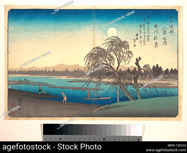 Autumn Moon on the Tama River. Artist: Utagawa Hiroshige (Japanese, Tokyo (Edo) 1797-1858 Tokyo (Edo)); Period: Edo period (1615-1868); Date: ca