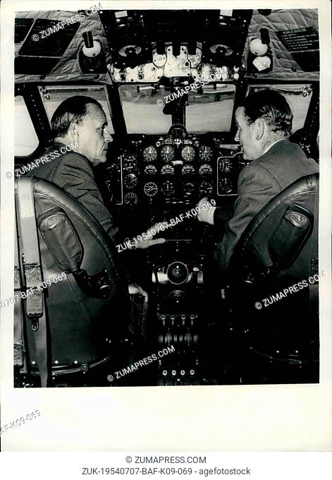Jul. 07, 1954 - Airline President in a Comet: Dr. Paulo Sampaio, President of Panair do Brasil, the well-known transatlantic airline