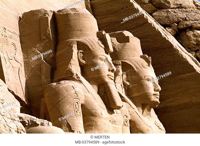 Egypt, Abu Simbel, big temple,  Colossal statues, profile, detail  Africa, head Egypt, destination, destination, sight, landmarks, culture, rock temples