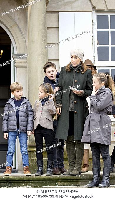 Crown Princess Mary, Prince Christian, Princess Isabella, Prince Vincent and Princess Josephine of Denmark at the JÃ¦gersborg Dyrehave in Klampenborg