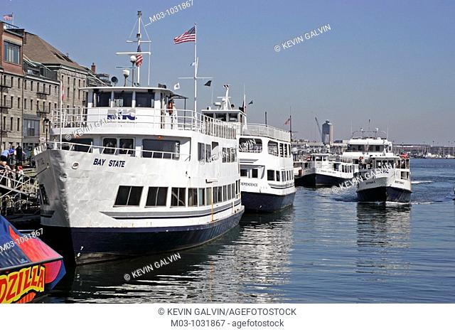 Tour boats at Long Wharf Boston