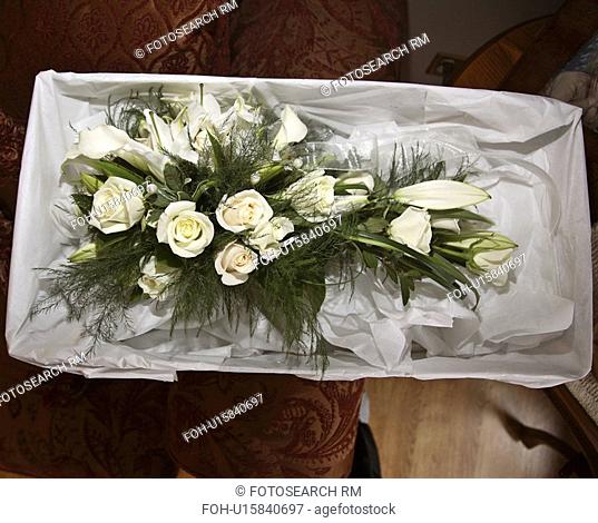 bouquet, arrangement, bridal, satin, white, flower