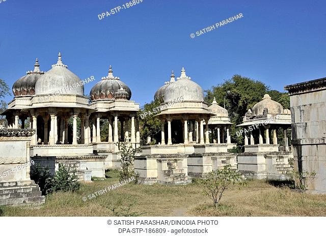 Cenotaphs chhatries royal tomb at ahar in udaipur rajasthan india Asia