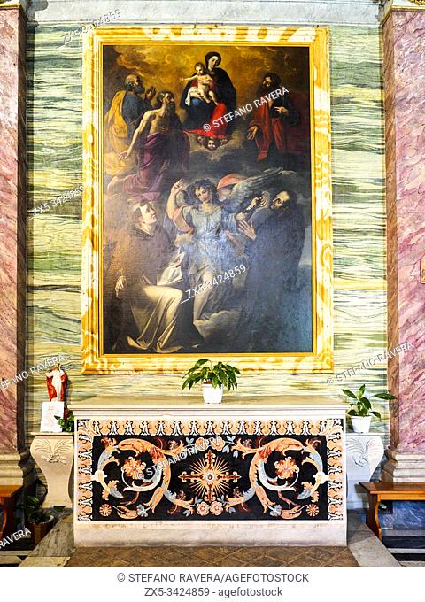 Madonna and Child with Saints in Adoration (Saint Joseph, Saint Peter, Saint Paul, Saint Thomas. Chiesa di Santa Barbara dei Librai - Rome, Italy