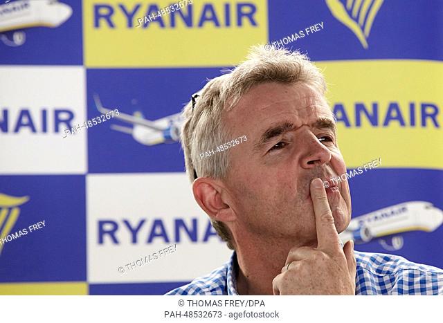 CEO of Ryanair Michael O'Leary holds a press conference at Frankfurt-Hahn Airport in Lautzenhausen, Germany, 12 May 2014
