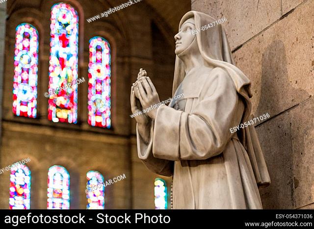 Paris, France, March 26, 2017: Interior of Roman Catholic church and minor basilica Sacre-Coeur, dedicated to the Sacred Heart of Jesus, in Paris, France