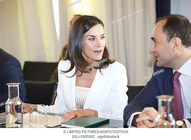 Queen Letizia of Spain attends Meeting with the Foundation for Help Against Drug Addiction (FAD) at Boston Consulting Group on May 16, 2019 in Madrid, Spain