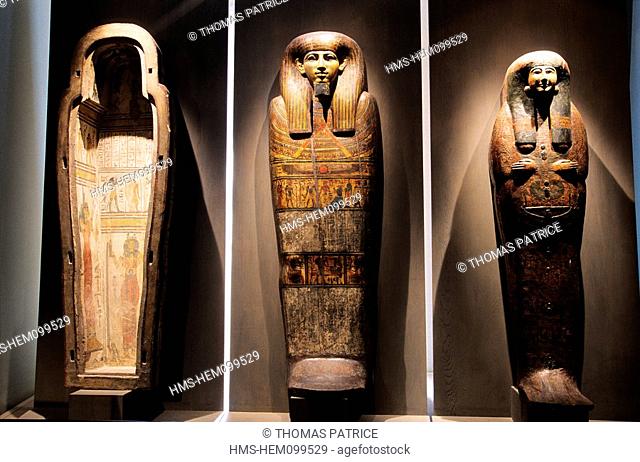France, Pas de Calais, Boulogne sur Mer, Castle museum, Egyptian room, Sarcophagus