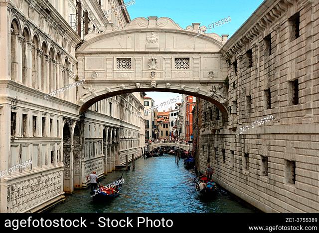 Bridge of Sighs between the Doge's Palace and the prison Prigioni Nuove of Venice - Italy