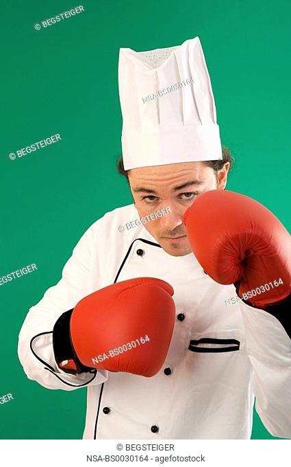 cook with boxing gloves