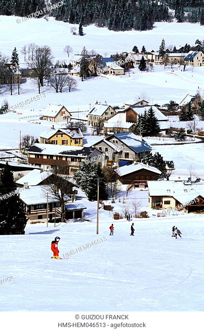 France, Isere, village of Autrans in snow, in the Vercors natural regional park