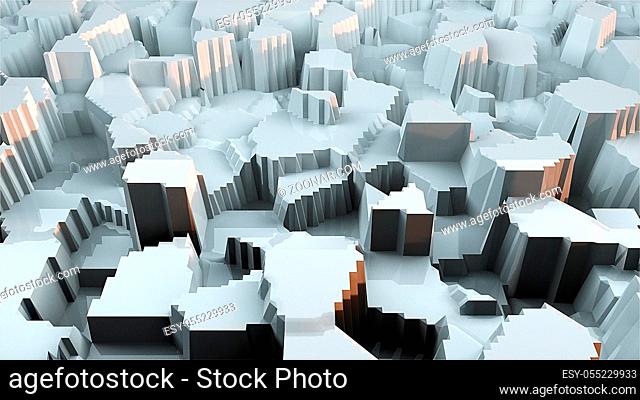 Abstract stylized terrain modern 3d surface model, 3d rendering backdrop, computer generating background