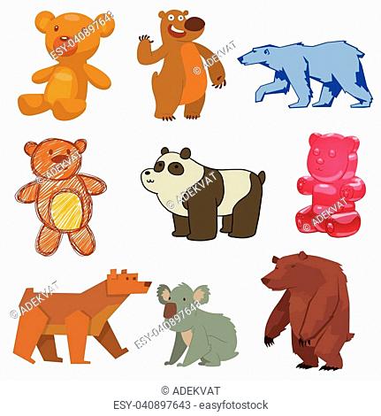 Cute bear happy set fur mammal character mascot silhouette vector  illustration, Stock Vector, Vector And Low Budget Royalty Free Image. Pic.  ESY-040897643 | agefotostock