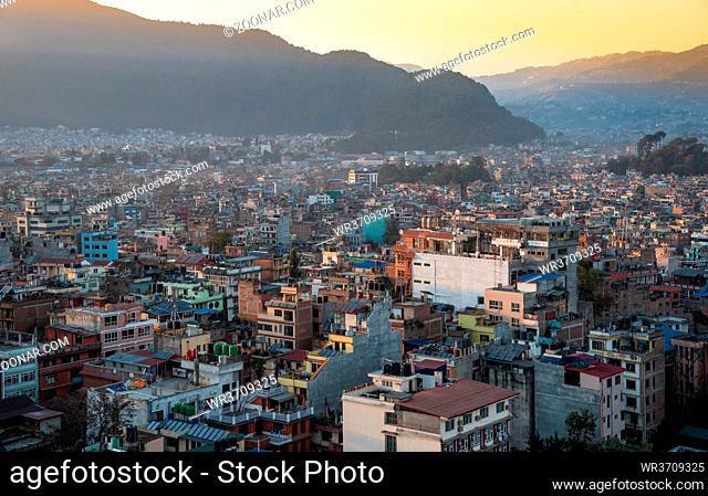 The cityscape of Kathmandu city the capital of Nepal Asia during sunset