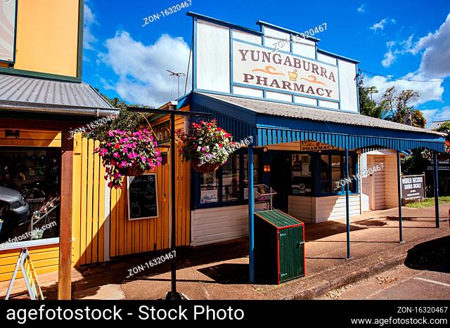 Millaa Millaa, Australia - July 7, 2016: The quaint town of Yungaburra in the Atherton Tablelands on a winter's morning in Queensland, Australia