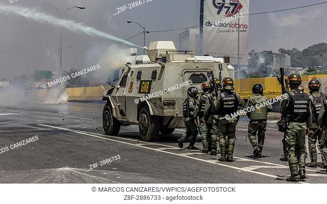 Caracas, Venezuela, on Friday, May 26, 2017. Anti-government protesters took to the streets in an attempt to encourage the armed forces to curb the repression...