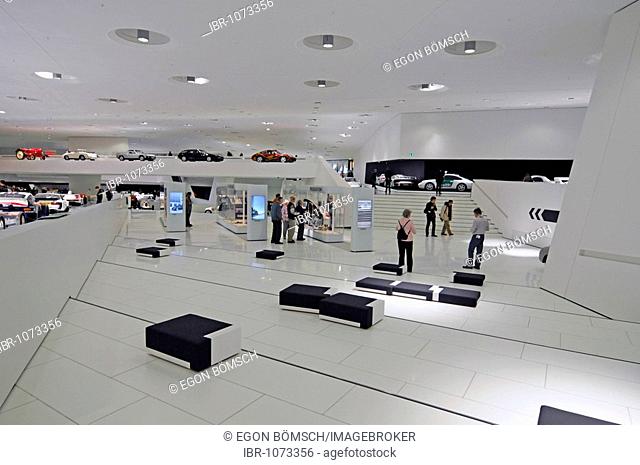 Interior, new Porsche Museum, Stuttgart, Baden-Wuerttemberg, Germany, Europe