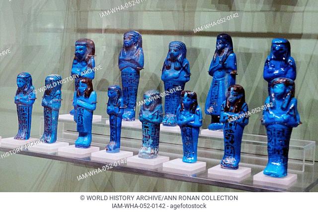 21st dynasty, Shabti's (figurines designed to perform work for the owner in their afterlife), were buried with prominent people in ancient Egypt